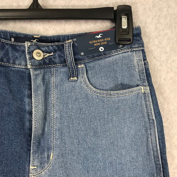 Hollister Jeans Size 1R Mom Patchwork Baggy Loose Colorblock Grunge W25xL27 - Picture 4 of 12